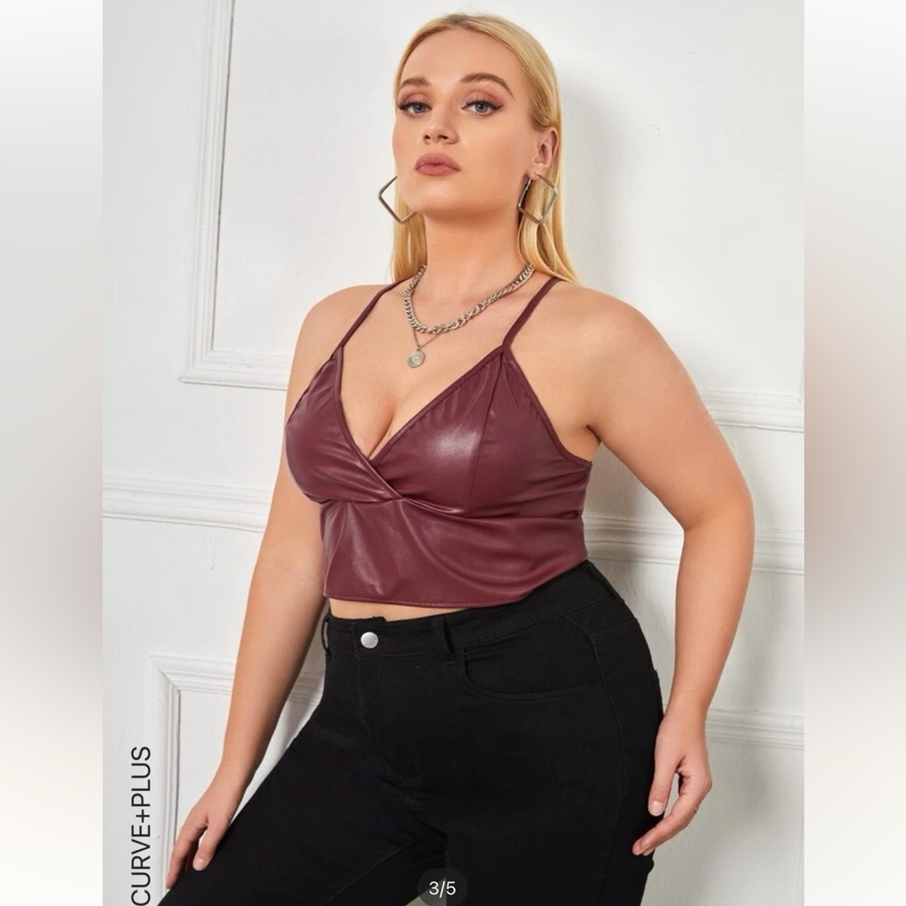 Got to go!! NWT SHEIN Plus Leather Cami Top - Size 2XL Maroon